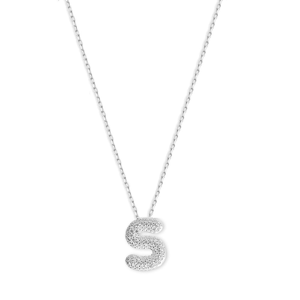 ALIX JEWELED CZ BUBBLE LETTER INITIAL NECKLACE (Letters A-Z available) –  DawnTayler Boutique